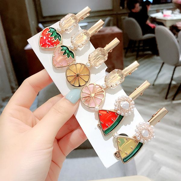 korea cute fruit hair pins strawberry watermelon crystal duckbill hair clips for girl women fashion accessories wholesale
korea cute fruit hair pins strawberry watermelon crystal duckbill hair clips for girl women fashion accessories wholesale
