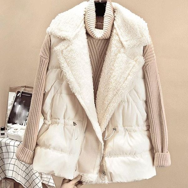 thickening lamb fur collar loose lamb hair vests turndown collar sleeveless jackets warm cotton winter women vests, Black;white
thickening lamb fur collar loose lamb hair vests turndown collar sleeveless jackets warm cotton winter women vests, Black;white