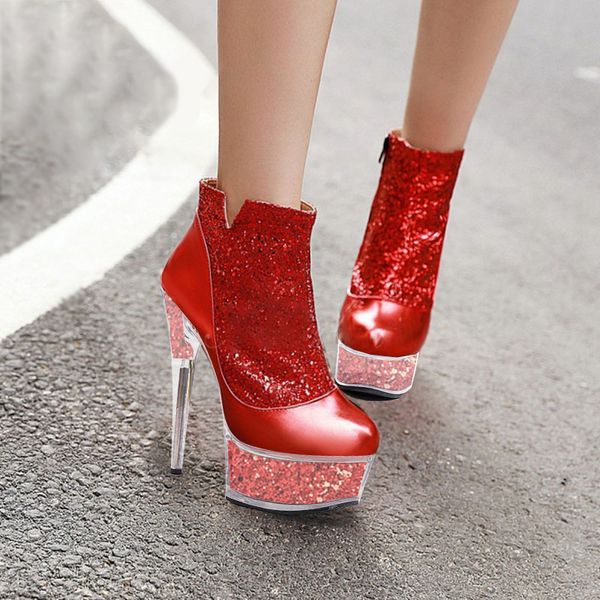 platform boots glitter women shoes fenty beauty fashion transparent 15cm high heels spring ladies sequin ankle boots big size 46, Black
platform boots glitter women shoes fenty beauty fashion transparent 15cm high heels spring ladies sequin ankle boots big size 46, Black