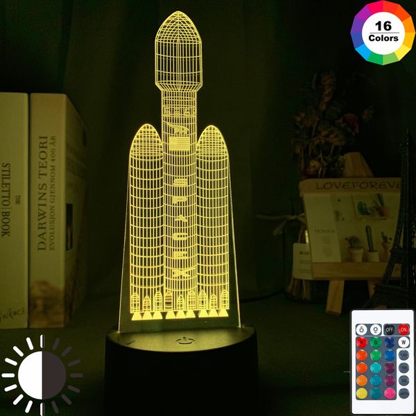 3d illusion led night light rocket model 16 color changing with remote multi color nightlight gift for kids room decor lamp
3d illusion led night light rocket model 16 color changing with remote multi color nightlight gift for kids room decor lamp