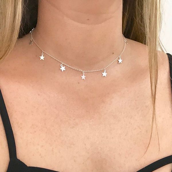 charm star choker necklace silver and gold filled star dangle layering necklace gift for her, Golden;silver
charm star choker necklace silver and gold filled star dangle layering necklace gift for her, Golden;silver