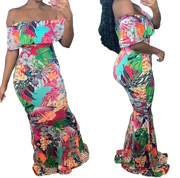 women slash neck maxi dresses fashion slim off shoulder floral mermaid dress women party dress, Black;gray
women slash neck maxi dresses fashion slim off shoulder floral mermaid dress women party dress, Black;gray