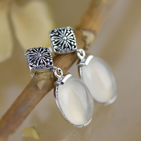 925 sterling silver jewelry natural gemstone ethnic chalcedony earrings for women vintage fine jewelry pendientes, Golden;silver
925 sterling silver jewelry natural gemstone ethnic chalcedony earrings for women vintage fine jewelry pendientes, Golden;silver