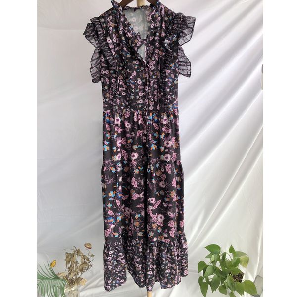 spring/summer floral ruffles sleeveless pleats romantic midi dress, Black;gray
spring/summer floral ruffles sleeveless pleats romantic midi dress, Black;gray