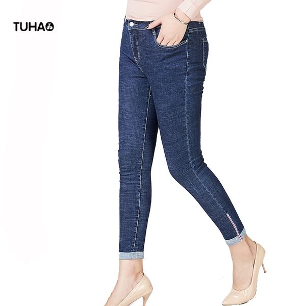 spring autumn high waist plus size jeans female elastic ankle-length casual pencil pants women denim trousers mom jeans tc1705, Blue
spring autumn high waist plus size jeans female elastic ankle-length casual pencil pants women denim trousers mom jeans tc1705, Blue