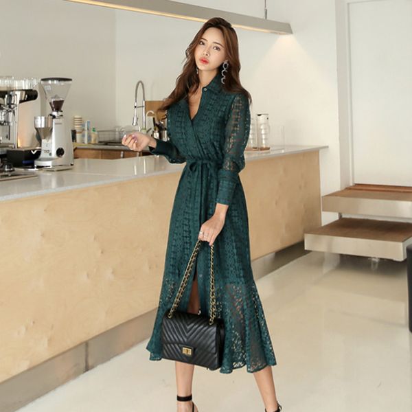 vintage hollow-out lace female dress full sleeve vestidos women long dress bandage elegant mermaid, Black;gray
vintage hollow-out lace female dress full sleeve vestidos women long dress bandage elegant mermaid, Black;gray