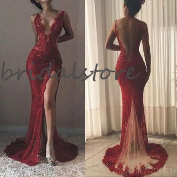 charming illusion lace prom dresses burgundy mermaid evening gowns backless long formal dress front slits beauty graduation skirt 2020, Black
charming illusion lace prom dresses burgundy mermaid evening gowns backless long formal dress front slits beauty graduation skirt 2020, Black