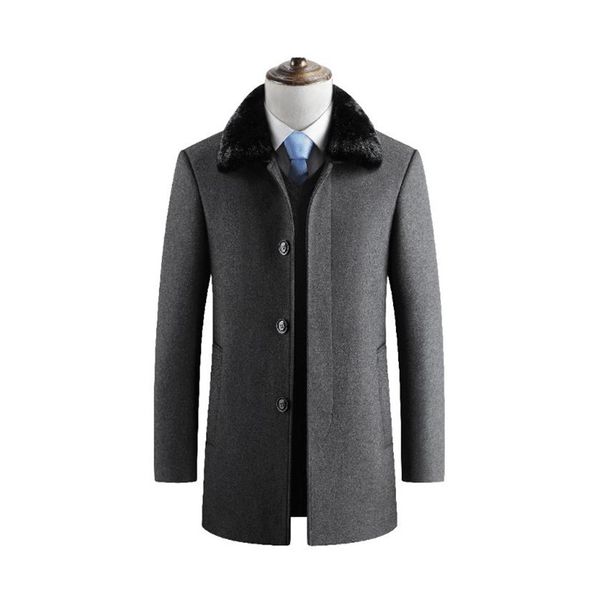 autumn and winter new men's wool coat business casual warm thick warm detachable fur collar overcoat, Black
autumn and winter new men's wool coat business casual warm thick warm detachable fur collar overcoat, Black