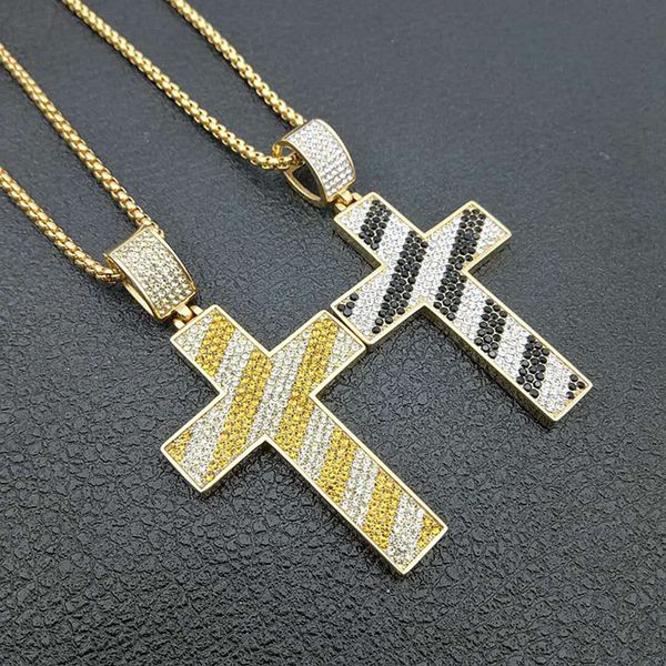 hip hop rhinestones stripe bling iced out gold color stainless steel cross pendants necklace for men jewelry drop shipping, Silver
hip hop rhinestones stripe bling iced out gold color stainless steel cross pendants necklace for men jewelry drop shipping, Silver