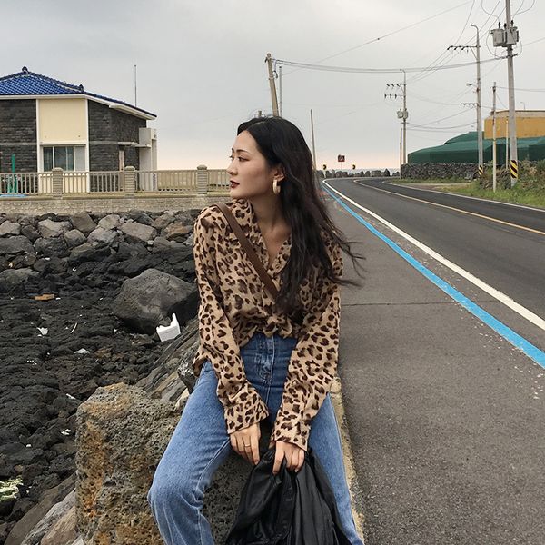 fashion lapel neck leopard print blouse long sleeve shirt chic spring autumn languid style single-breasted jacket, White
fashion lapel neck leopard print blouse long sleeve shirt chic spring autumn languid style single-breasted jacket, White