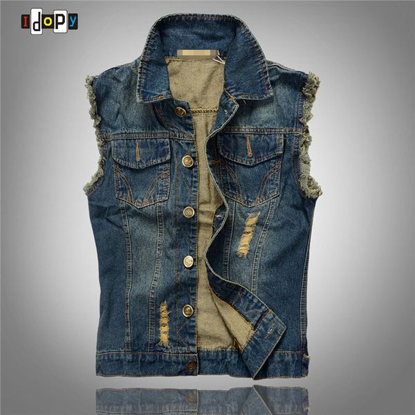 2016 new stylish cool men`s denim vest plus size 6xl vintage ripped distressed waistcoat sleeveless jeans jacket for men, Black;white
2016 new stylish cool men`s denim vest plus size 6xl vintage ripped distressed waistcoat sleeveless jeans jacket for men, Black;white
