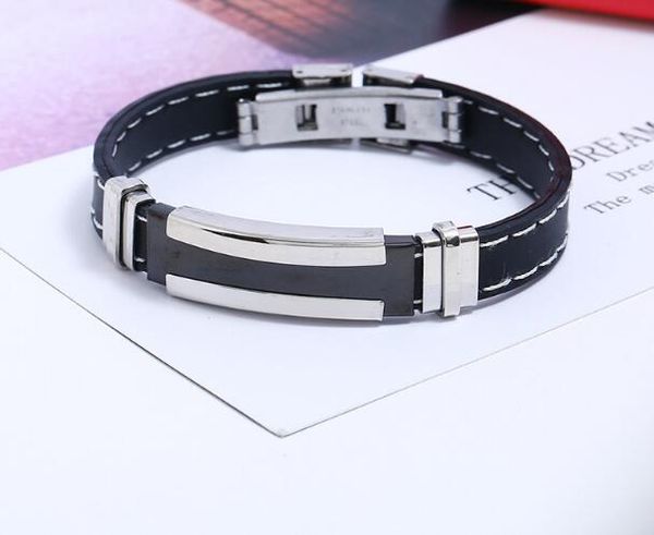 3pcs/lot new factory sale silicone stainless steel charm bracelet cross-border supply double clip white line black men's jewelry wholes, Golden;silver
3pcs/lot new factory sale silicone stainless steel charm bracelet cross-border supply double clip white line black men's jewelry wholes, Golden;silver