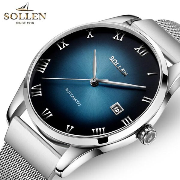 sollen design men's fashion casual mechanical watches waterproof 30m stainless steel automatic business watch saat, Slivery;brown
sollen design men's fashion casual mechanical watches waterproof 30m stainless steel automatic business watch saat, Slivery;brown