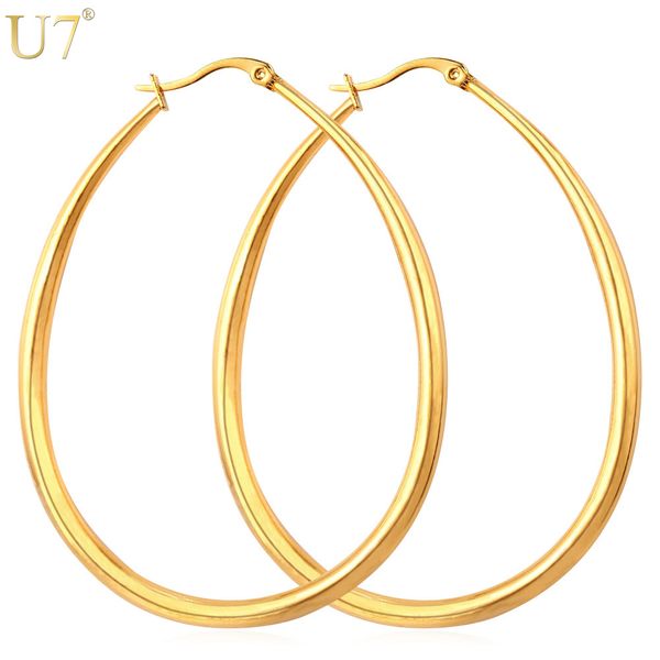 u7 big geometry brand earrings for women trendy fashion jewelry gift gold color stainless steel oval hoop earrings e366, Golden;silver
u7 big geometry brand earrings for women trendy fashion jewelry gift gold color stainless steel oval hoop earrings e366, Golden;silver