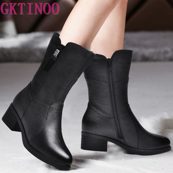 gktinoo new autumn winter mid-calf women boots med heels warm plush genuine leather boots knee high, Black
gktinoo new autumn winter mid-calf women boots med heels warm plush genuine leather boots knee high, Black