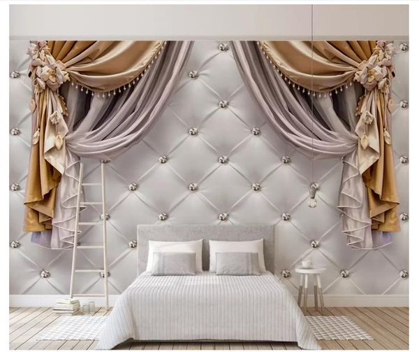 papel de parede custom 3d p mural wall paper 3d three-dimensional european curtain soft package bedroom tv sofa background wall sticker
papel de parede custom 3d p mural wall paper 3d three-dimensional european curtain soft package bedroom tv sofa background wall sticker