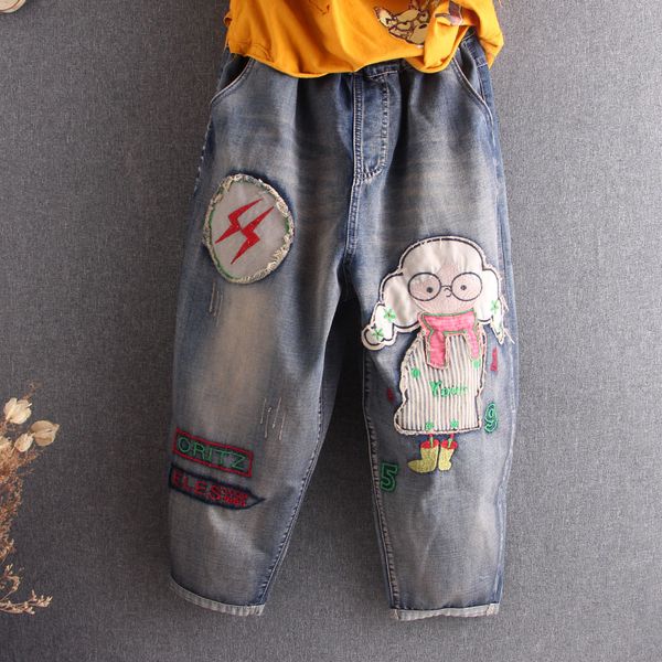 2020 high waist art style cute cartoon fashion korean ladies jeans pants women vintage denim embroidery oversize harem pants, Blue
2020 high waist art style cute cartoon fashion korean ladies jeans pants women vintage denim embroidery oversize harem pants, Blue