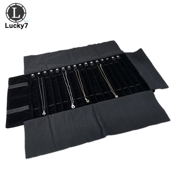 16 bits black velvet jewelry roll bag gray pendant bracelet storage bag necklace display suitcase rubber band jewelry bag, Black;white
16 bits black velvet jewelry roll bag gray pendant bracelet storage bag necklace display suitcase rubber band jewelry bag, Black;white