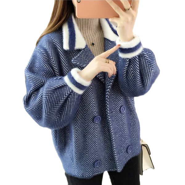 autumn women coat new fashion imitation mink cashmere jacket loose large size striped short cardigan jacket women basic coats, Black;brown
autumn women coat new fashion imitation mink cashmere jacket loose large size striped short cardigan jacket women basic coats, Black;brown