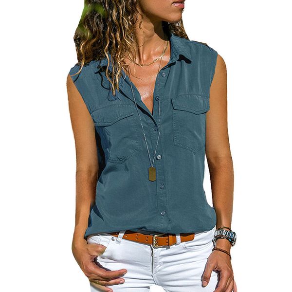 collar sleeveless tee shirts women solid cardigan button spring summer casual loose office ladies tshirts, White
collar sleeveless tee shirts women solid cardigan button spring summer casual loose office ladies tshirts, White