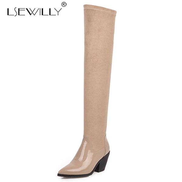 lsewilly size 31-46 thigh high boots women casual patchwork stretch shoes women autumn winter warm square heels long boots k224, Black
lsewilly size 31-46 thigh high boots women casual patchwork stretch shoes women autumn winter warm square heels long boots k224, Black