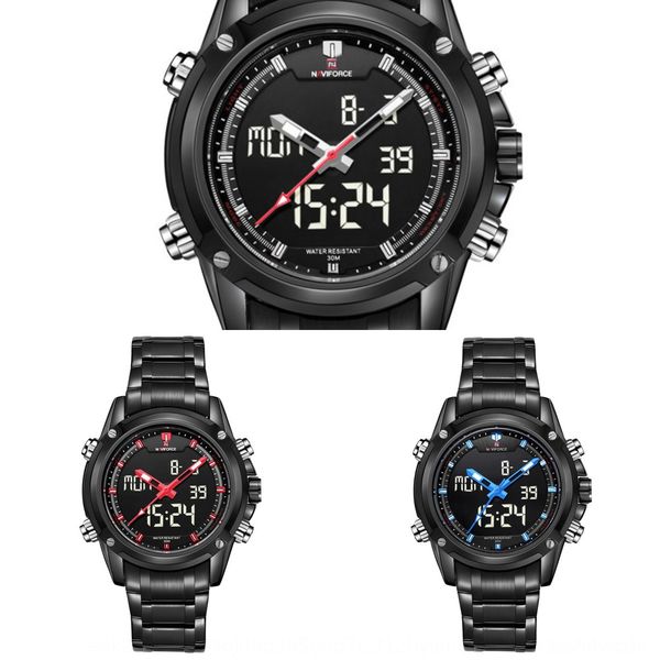 naviforce lingxiang 9050 double display quartz quartz watch 2020 sports waterproof steel belt men's watch, Blue
naviforce lingxiang 9050 double display quartz quartz watch 2020 sports waterproof steel belt men's watch, Blue