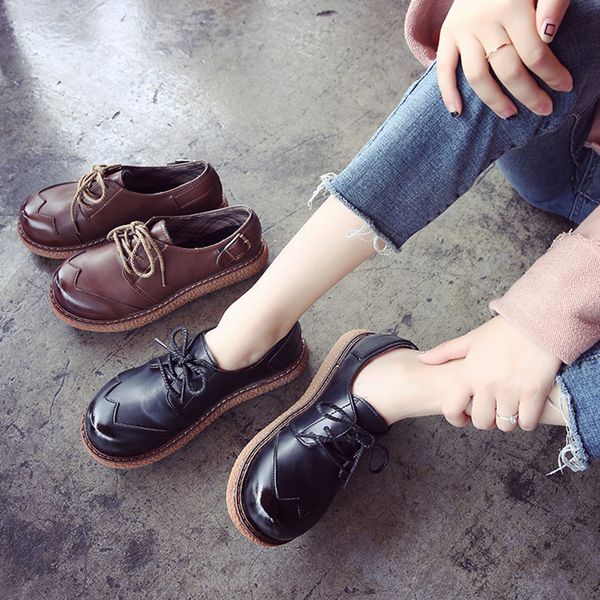 women shoes autumn casual female sneakers oxfords women's round toe all-match flats modis british style fall cross leather, Black
women shoes autumn casual female sneakers oxfords women's round toe all-match flats modis british style fall cross leather, Black