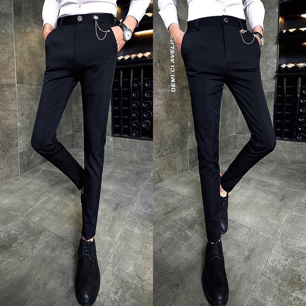 2019 mens winter suit trousers male solid color slim fit business suit pants male fleece leisure skinny leg pants, White;black
2019 mens winter suit trousers male solid color slim fit business suit pants male fleece leisure skinny leg pants, White;black