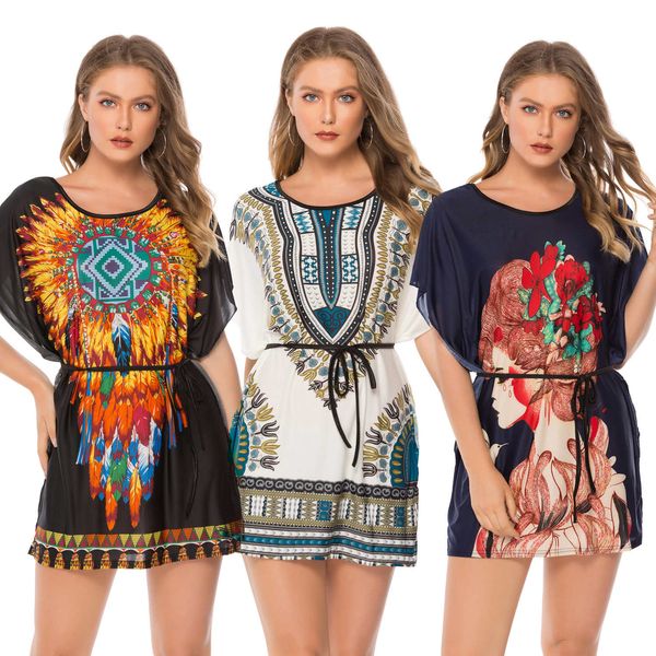 fashion women summer bohemian dresses luxury casual printed women short dresses designer womens clothes  fits all, Black;gray 
fashion women summer bohemian dresses luxury casual printed women short dresses designer womens clothes  fits all, Black;gray