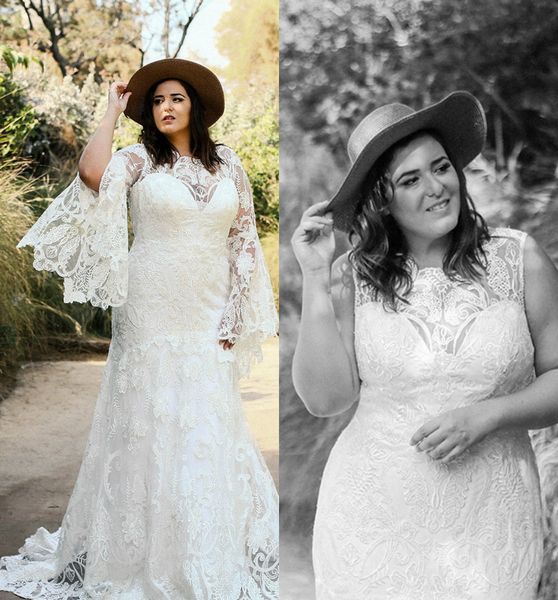 2020 mermaid new arrival wedding gowns lace tulle zipper plus size wedding dresses sweep train detachable sleeve bridal gowns, White
2020 mermaid new arrival wedding gowns lace tulle zipper plus size wedding dresses sweep train detachable sleeve bridal gowns, White