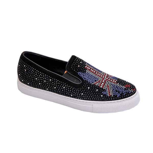 men flat shoes leather sneakers rivets punk style runner casual shoes decorated with iconic metal skull for time with box size 38-45, Black
men flat shoes leather sneakers rivets punk style runner casual shoes decorated with iconic metal skull for time with box size 38-45, Black