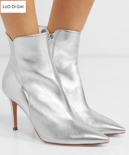 2019 fashion women sliver boots thin heel boots women ankle booties pointed toe ladies party shoes zip up mujer botas, Black
2019 fashion women sliver boots thin heel boots women ankle booties pointed toe ladies party shoes zip up mujer botas, Black