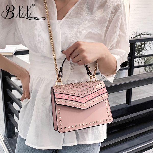 

bxx sac / 2019 fashion luxury handbags women designer wild rivet small square packet chain shoulder crossbody bag zd591