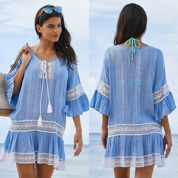 hirigin 2019 women beach wear swimwear bikini swim cover-up summer dress kaftan loose dress, Blue;gray
hirigin 2019 women beach wear swimwear bikini swim cover-up summer dress kaftan loose dress, Blue;gray