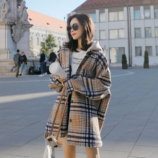 outerwear women's long style korean 2018 loose hooded temperament popular plaid coat, Black
outerwear women's long style korean 2018 loose hooded temperament popular plaid coat, Black