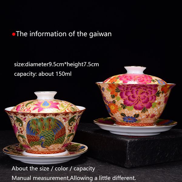 gaiwan porcelain enamel color hand painted ceramic tea tureen 150ml teaware for puer pu'er tea bowl cup saucer lid set drinkware
gaiwan porcelain enamel color hand painted ceramic tea tureen 150ml teaware for puer pu'er tea bowl cup saucer lid set drinkware
