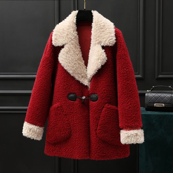 real fur coat female 100% wool jacket korean vintage autumn winter coat women clothes 2020 sheep shearling suede lining zt3925, Black
real fur coat female 100% wool jacket korean vintage autumn winter coat women clothes 2020 sheep shearling suede lining zt3925, Black