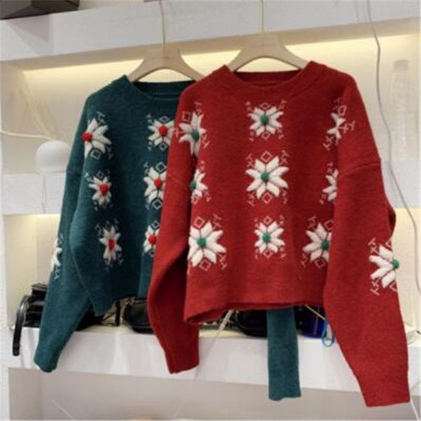 women's sweaters 2021 winter round neck christmas wool ball snowflake pullover sweater students sweet fashion loose short tide, White;black
women's sweaters 2021 winter round neck christmas wool ball snowflake pullover sweater students sweet fashion loose short tide, White;black