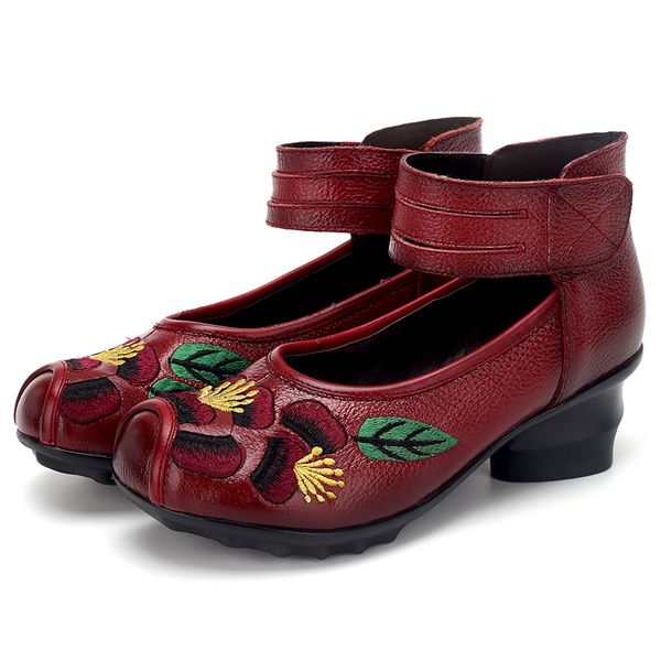 national style original flower leather shoes hook and loop middle-aged embroidered retro semi-high heeled women's shoes, Black
national style original flower leather shoes hook and loop middle-aged embroidered retro semi-high heeled women's shoes, Black