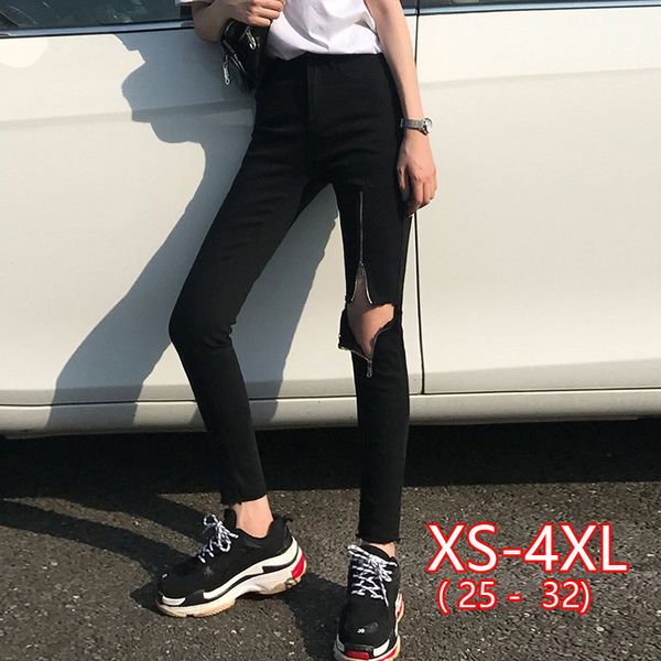 women's jeans female black knee big hole pencil pants fashion zipper decoration 2021, Blue
women's jeans female black knee big hole pencil pants fashion zipper decoration 2021, Blue