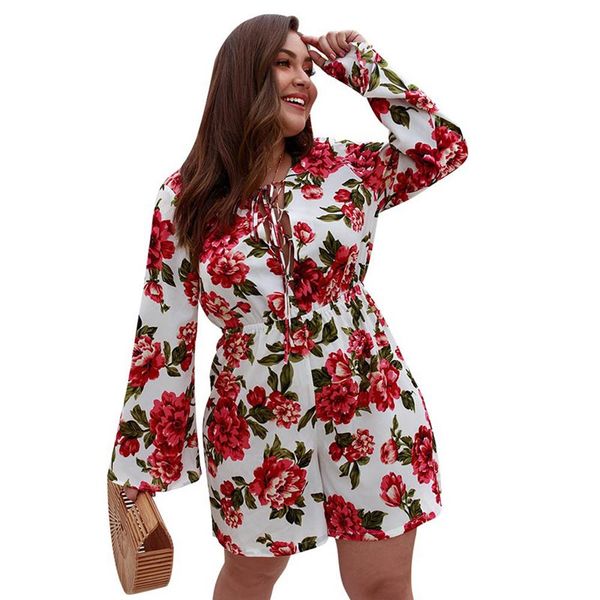 casual plus size playsuit women summer boho sweet floral print beach short jumpsuit sunscreen lace up white chic rompers, Black;white
casual plus size playsuit women summer boho sweet floral print beach short jumpsuit sunscreen lace up white chic rompers, Black;white