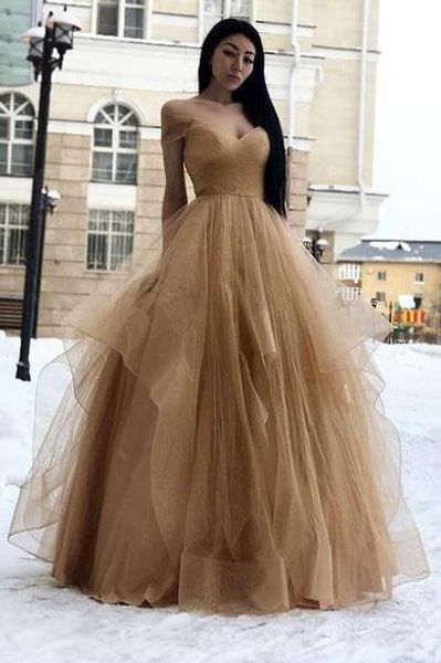gold ball gown evening prom dresses off the shoulder cap short sleeves tulle ruffled quinceanera formal pageant dress, Black;red 
gold ball gown evening prom dresses off the shoulder cap short sleeves tulle ruffled quinceanera formal pageant dress, Black;red