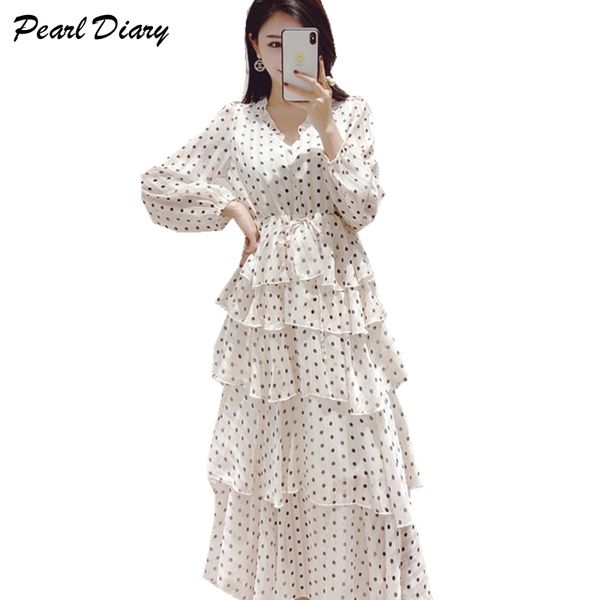 2019 new spring dot chiffon dress women v-neck layers ruffles party long dress vintage a-line long sleeve maxi cake dress, Black;gray
2019 new spring dot chiffon dress women v-neck layers ruffles party long dress vintage a-line long sleeve maxi cake dress, Black;gray