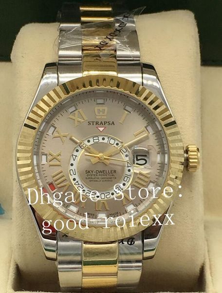 wristwatches luxury gold steel watch men 2813 automatic gray roman dial 326933 sky dweller gmt sapphire crystal luminous 326938 mens watches, Slivery;brown
wristwatches luxury gold steel watch men 2813 automatic gray roman dial 326933 sky dweller gmt sapphire crystal luminous 326938 mens watches, Slivery;brown