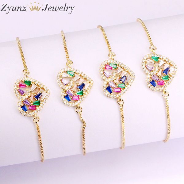 10pcs, rainbow cz bracelets multi heart shape bracelet gold color adjustable chain micro cubic zirconia charm for women jewelry, Black
10pcs, rainbow cz bracelets multi heart shape bracelet gold color adjustable chain micro cubic zirconia charm for women jewelry, Black