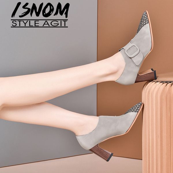 isnom pointed high heels big buckle heels wood cow suede shoes women 2020 new arrival pumps, Black
isnom pointed high heels big buckle heels wood cow suede shoes women 2020 new arrival pumps, Black