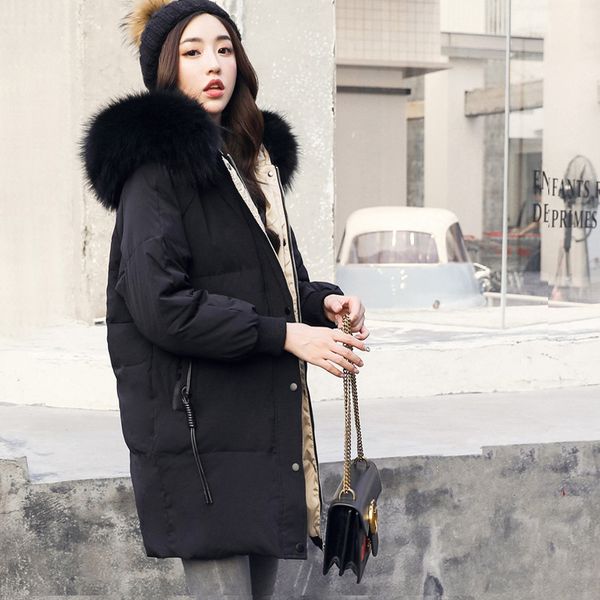 winter white down jacket women real raccoon fur collar hooded thick coat vintage loose parkas 064, Black
winter white down jacket women real raccoon fur collar hooded thick coat vintage loose parkas 064, Black