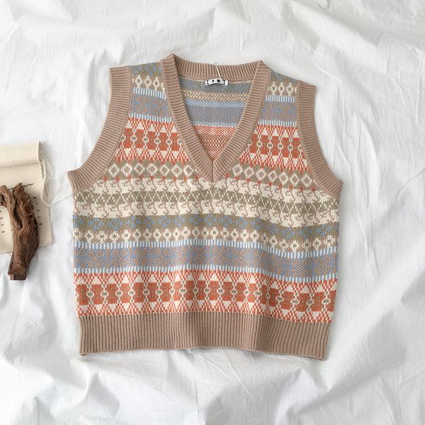 ethnic sweater women autumn winter japanese style bohemian v neck sleeveless knitted vest, Black;white
ethnic sweater women autumn winter japanese style bohemian v neck sleeveless knitted vest, Black;white