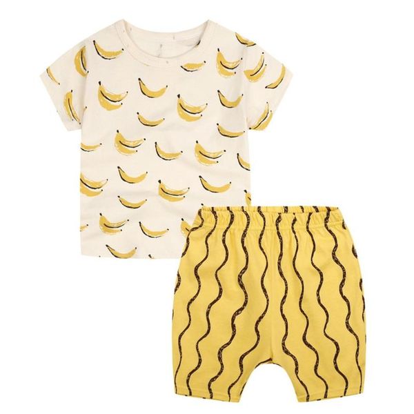 children pure cotton clothes set short sleeved t-shirt with lovely banana pattern + elastic waist shorts for boys, White
children pure cotton clothes set short sleeved t-shirt with lovely banana pattern + elastic waist shorts for boys, White