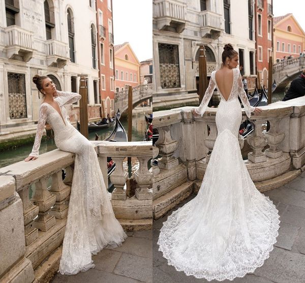 2019 vintage full lace bohemian mermaid wedding dress with poet long sleeves open back sheath boho beach bridal gown plus size, White
2019 vintage full lace bohemian mermaid wedding dress with poet long sleeves open back sheath boho beach bridal gown plus size, White